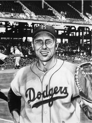 Hall of Fame Man, charcoal and pastel painting by Dave Hobrecht